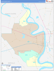 W. Baton RougeParish (County), LA Wall Map Color Cast Style 2023